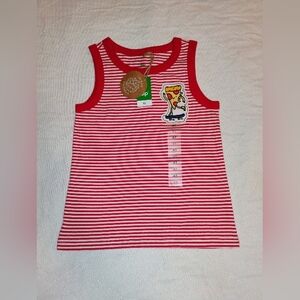 Dip Red and White Striped Kids Tank Top